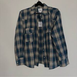 Found Blue Plaid Men's Casual Button Down Shirt (L)
